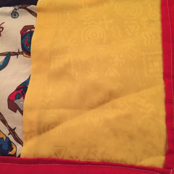 Cowboy Boot Design Patchwork Throw/Lap Blanket 41” X 52” Hand Tied Western WARM - Picture 2 of 9